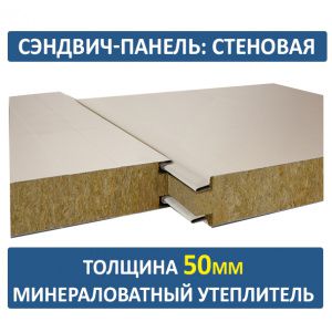 Стеновая сэндвич-панель 50 мм минвата